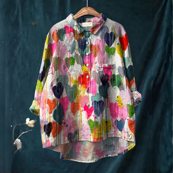 Valentina | Buntes Herzprint Shirt